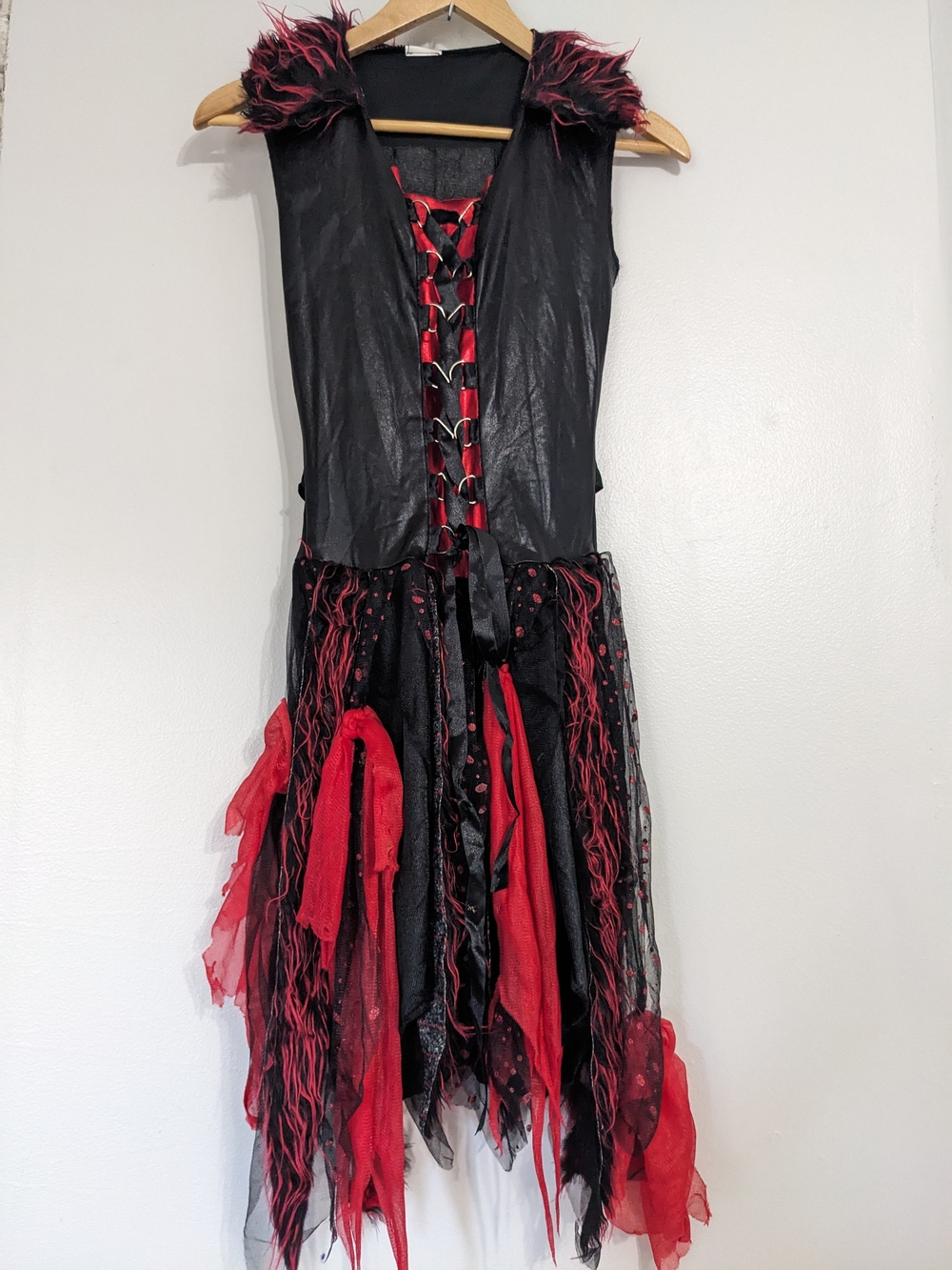 Dark Angel Halloween Costume Size Small Red Black Goth Emo